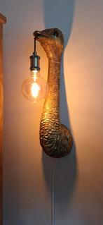 Struisvogel wandlamp goudkleurig met led bollamp, Ophalen of Verzenden, Zo goed als nieuw