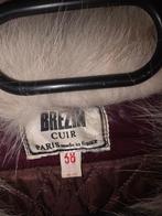 Rode lederen jas met vossenbont - Brezin Cuir Paris, Ophalen of Verzenden, Maat 38/40 (M), Rood