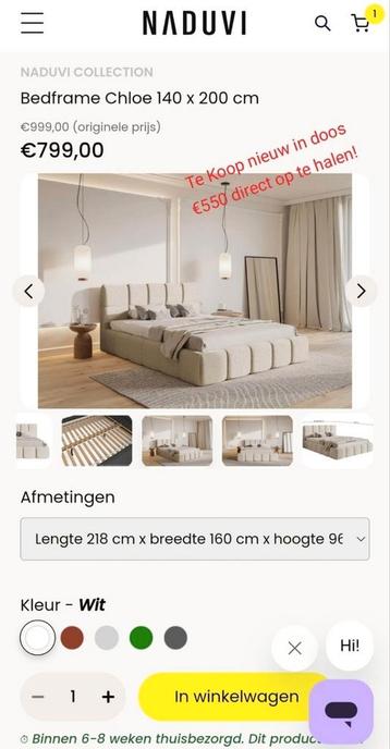 Beige Naduvi Bed nieuw in doos matrasmaat 140x200 twijfelaar beschikbaar voor biedingen