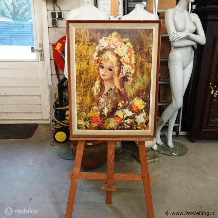 Online Veiling: Zeer fleurig portret in lijst, Antiek en Kunst, Kunst | Schilderijen | Klassiek