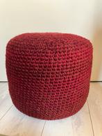 Gehaakte ronde poef donkerrood, Overige materialen, Minder dan 50 cm, Rond, Nieuw