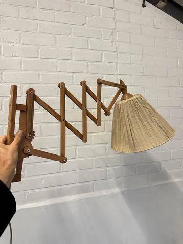 Vintage Schaar Lamp - Houten Wandlamp beschikbaar voor biedingen