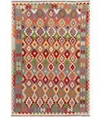 Handgeweven Afghaanse Kelim Vloerkleed – 297x203 cm, Ophalen of Verzenden, Rechthoekig, Groen, Nieuw