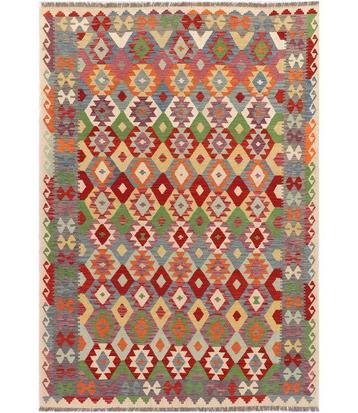 Handgeweven Afghaanse Kelim Vloerkleed – 297x203 cm beschikbaar voor biedingen
