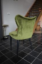 Mooie mosgroene eetkamerstoel velvet ronde vormen velours, Huis en Inrichting, Ophalen, Hout, Overige kleuren, Zo goed als nieuw