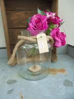 VAAS WINDLICHT HELDER MET TOUW h 21 X DIA 16,5 CM NIEUW, Huis en Inrichting, Woonaccessoires | Vazen, Overige kleuren, -, -, Nieuw