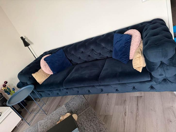 3+2 Zits Bankstel - Donkerblauw, Huis en Inrichting, Banken | Bankstellen, Gebruikt, Rechte bank, Vierpersoons of meer, 250 tot 300 cm