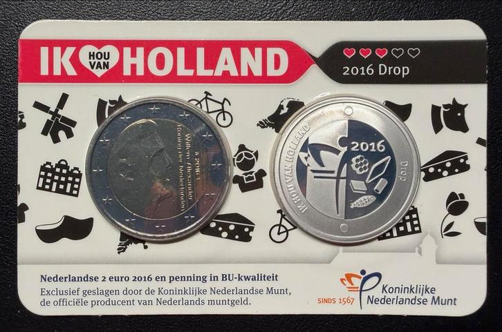 Ik Hou van Holland Drop Zilver Coincard 2016, Postzegels en Munten, Munten | Nederland, Losse munt, Euro's, Zilver, Ophalen of Verzenden