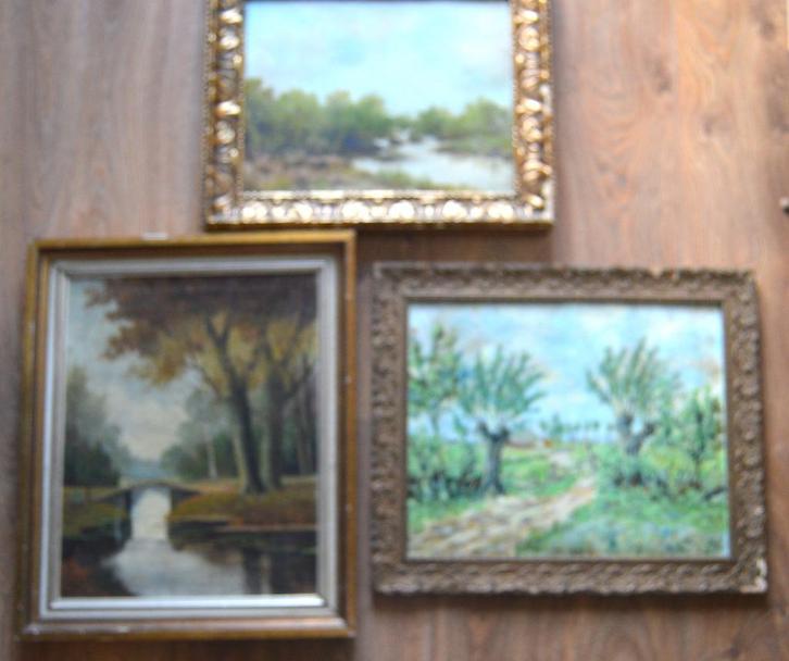3 klassieke schilderijen in olieverf. Ingelijst., Antiek en Kunst, Kunst | Schilderijen | Klassiek, Ophalen