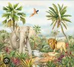 Safari Behang - Afrikaanse Dieren, bv voor kinderkamer, Ophalen of Verzenden, 10 tot 25 m², Groen, Safari