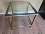 Messing/glas salontafel / bijzettafel, Huis en Inrichting, Tafels | Bijzettafels, Vierkant, Ophalen, 45 tot 60 cm, Glas