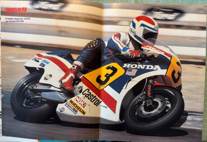 A3 Poster Freddie Spencer Honda NS 500, Verzamelen, Automerken, Motoren en Formule 1, Zo goed als nieuw, Verzenden