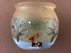 Vintage waxinelichthouder mondgeblazen glas handgeschilderd, Overige materialen, Ophalen of Verzenden, Zo goed als nieuw, Kandelaar
