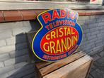 Vintage Radio Cristal Grandin Emaille Reclamebord, Ophalen