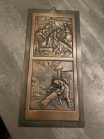 Antieke plaquette brons/koper Bieden, Ophalen