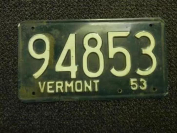 Kentekenplaat licenseplate Vermont 1953 USA, Verzamelen, Automerken, Motoren en Formule 1, Gebruikt, Auto's, Verzenden