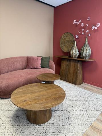 Ronde Salontafel Set Bruin Mangohout | Salvator beschikbaar voor biedingen