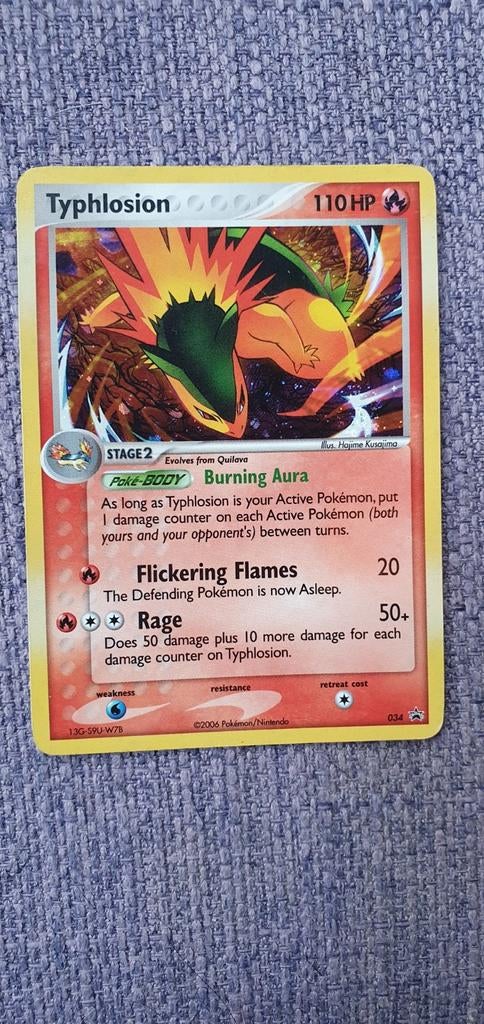 Typhlosion 034 holo pokemon kaart, Ophalen of Verzenden, Zo goed als nieuw