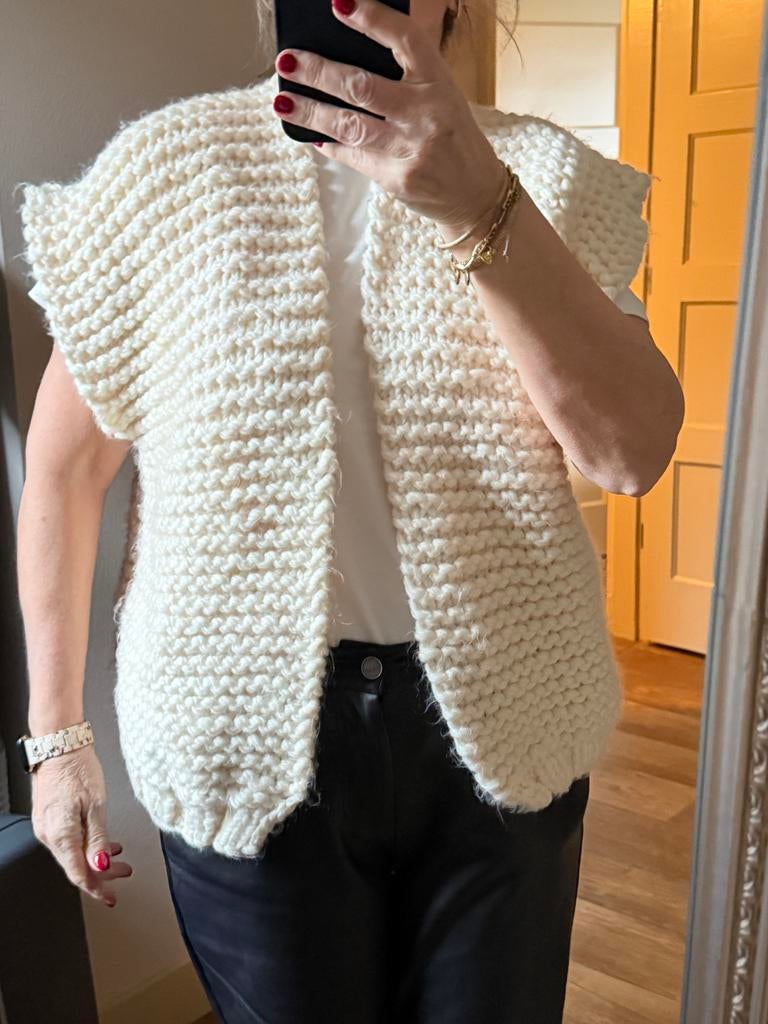 Gebreid Gilet - Stijlvol en Comfortabel, Ophalen of Verzenden, Zo goed als nieuw, Maat 38/40 (M), Wit