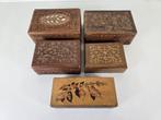 Vijf dekseldoosjes, hout, Duitsland, midden 20e eeuw, Ophalen of Verzenden