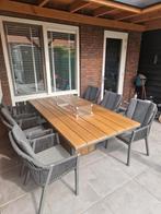 Lifestyle tuinset vuurtafel met 6 stoelen, Tuin en Terras, Ophalen of Verzenden, Zo goed als nieuw, Teakhout