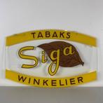 Vintage Siga Tabaks glazen bord, Ophalen, Zo goed als nieuw, Reclamebord