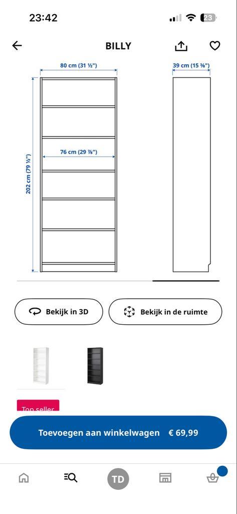 Ikea Billy Boekenkast - 80x39x202cm - Uit elkaar gehaald, Huis en Inrichting, Kasten | Boekenkasten, Gebruikt, 50 tot 100 cm, 200 cm of meer