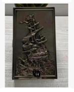 Silver plated Lucifer-doos, houder met wapen, 11x7x3 cm, Antiek en Kunst, Ophalen of Verzenden