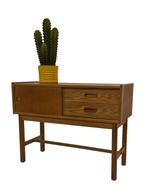 Vintage kastje gang kastje klein dressoir jaren 60 eiken, Gebruikt, Vintage, 50 tot 100 cm, Met lade(s)