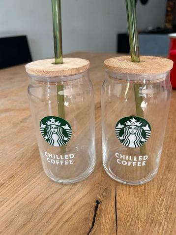 Starbucks Glazen Bekers met Deksel en Rietje (2 stuks) beschikbaar voor biedingen