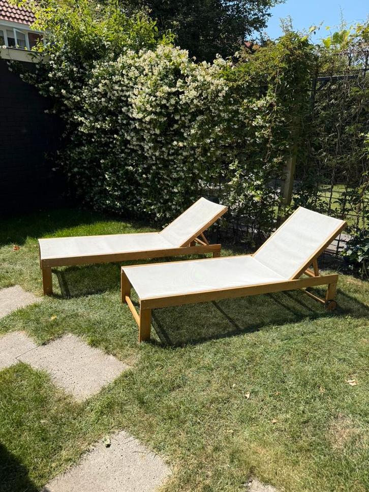 Sklum Houten ligstoel Valerys, Tuin en Terras, Ligbedden, Zo goed als nieuw, Hout, Verstelbaar, Ophalen