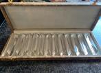 Antieke set messenleggers 12st. In case., Antiek en Kunst, Antiek | Goud en Zilver, Ophalen