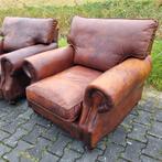 2x XL Kingsize lounge fauteuil Ralph Lauren stijl + BEZORGD, Ophalen of Verzenden, Gebruikt, Leer, Chesterfield