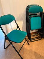 5 Zwart/Groene Klapstoelen, Huis en Inrichting, Stoelen, Ophalen, Gebruikt, Zwart, Metaal