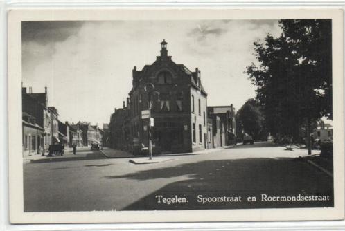 x28079 tegelen spoorstraat roermondsestraat friteskraam  re., Verzamelen, Ansichtkaarten | Nederland, Gelopen, Limburg, 1940 tot 1960