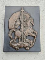 Sint Joris en de draak Presse papier op marmeren voetstuk, Antiek en Kunst, Ophalen of Verzenden