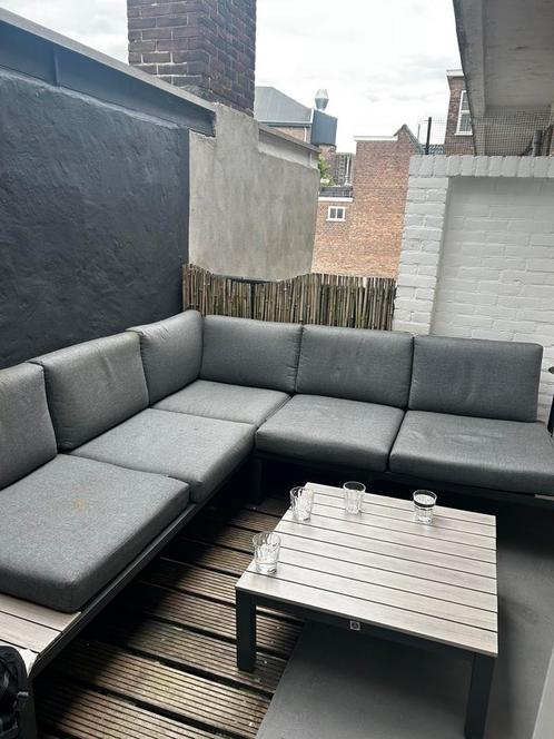 Hoekloungeset Le Sud antraciet, Tuin en Terras, Tuinsets en Loungesets, Gebruikt, Loungeset, Aluminium, 5 zitplaatsen, Bank, Ophalen