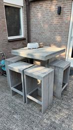 Tuinset buiten tafel en 6 krukken, Ophalen of Verzenden, Zo goed als nieuw, Hout