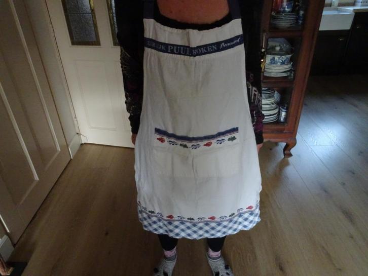 Boerenbont keukenschort ( 1 maat ) van 100% katoen, Huis en Inrichting, Keuken | Textiel, Zo goed als nieuw, Schort, Wit, Ophalen of Verzenden