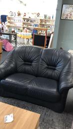 Blauw leren 2 zitsbank, Ophalen, Gebruikt, 75 tot 100 cm