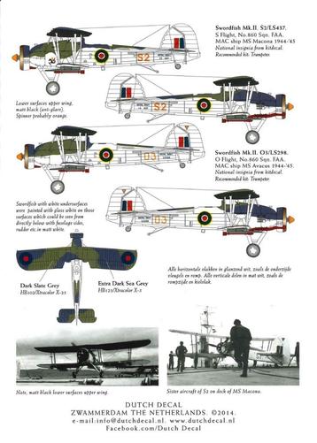 1/32 decals (uit DD32024) MLD Swordfish Mk.II 860 squadron beschikbaar voor biedingen