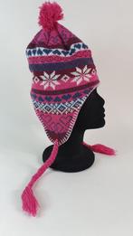 Damesmuts, roze, wol, met 2 vlechtjes en pompoen. 2A9, Tweedehands verkoop, Tweedehands verkoop, Ophalen of Verzenden, Sjaal