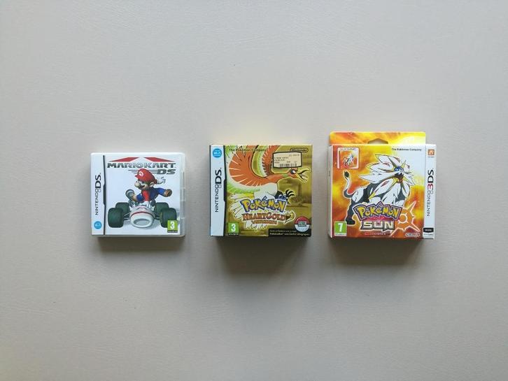 3x LEGE Nintendo DS doosjes Pokémon Heartgold Sun Mario Kart, Spelcomputers en Games, Games | Nintendo DS, Gebruikt, 1 speler