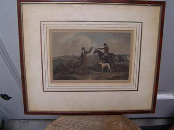 3 antieke ingekleurde gravures Engels jacht te paard.  beschikbaar voor biedingen