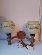 Vintage Wandlamp met Glazen Kappen, Ophalen of Verzenden, Gebruikt, Glas, Vintage