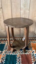 Antieke eikenhouten bijzettafeltje, Minder dan 55 cm, Rond, Zo goed als nieuw, Hout