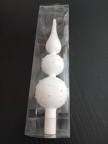 27 hg x 6.7 br nw mooie witte piek van glas tree topper kado beschikbaar voor biedingen
