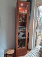 Kersenhouten vitrinekast 5 lagen 2 lades verlichting vintage, Huis en Inrichting, Kasten | Vitrinekasten, Ophalen, Minder dan 50 cm