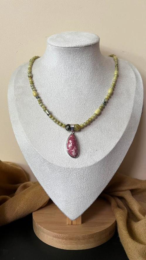 Lizardiet serpentijn thuliet hanger beschermt hoge trilling, Sieraden, Tassen en Uiterlijk, Kettingen, Nieuw, Zilver, Groen, Met edelsteen