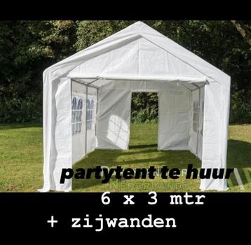 Partytent 6 x 3  + heaters en statafels TE HUUR  beschikbaar voor biedingen